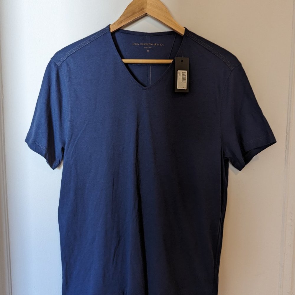 John Varvatos New With Tags Navy Blue V-Neck Short-Sleeved T-Shirt - Mens Medium